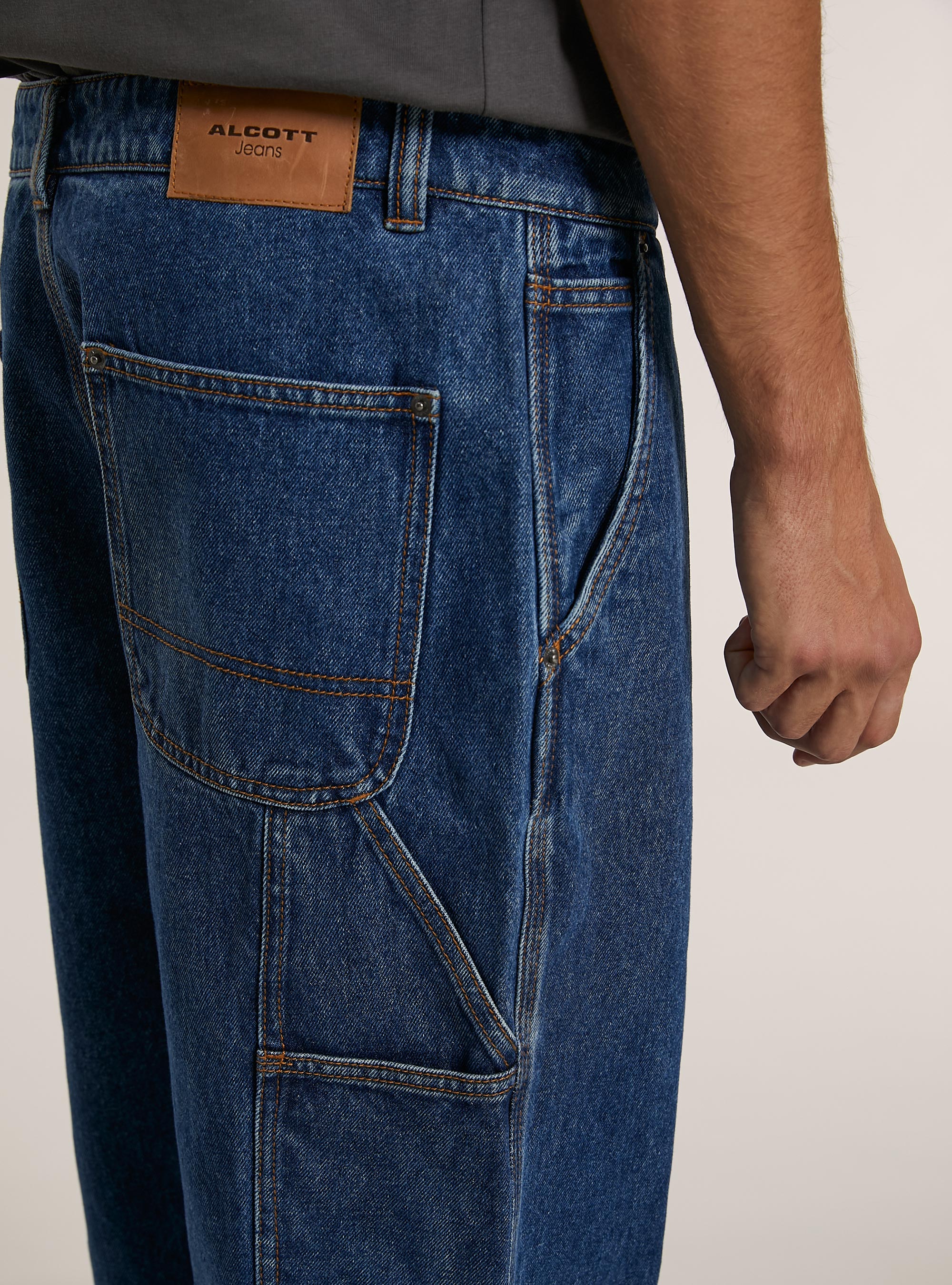 Jeans de charpentier ouvrier, D003 MEDIUM BLUE