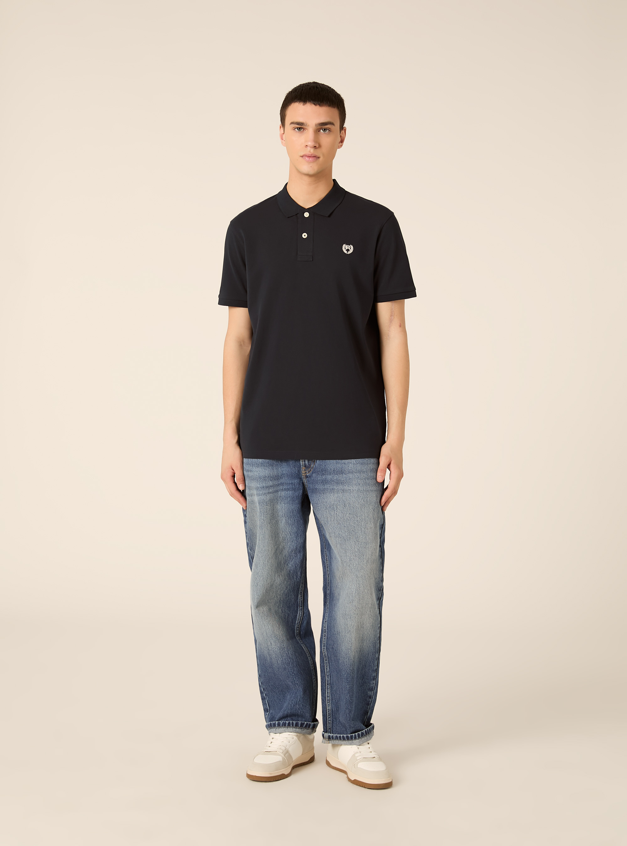 Polo de piqu&eacute; de algod&oacute;n con bordado, NA1 NAVY DARK