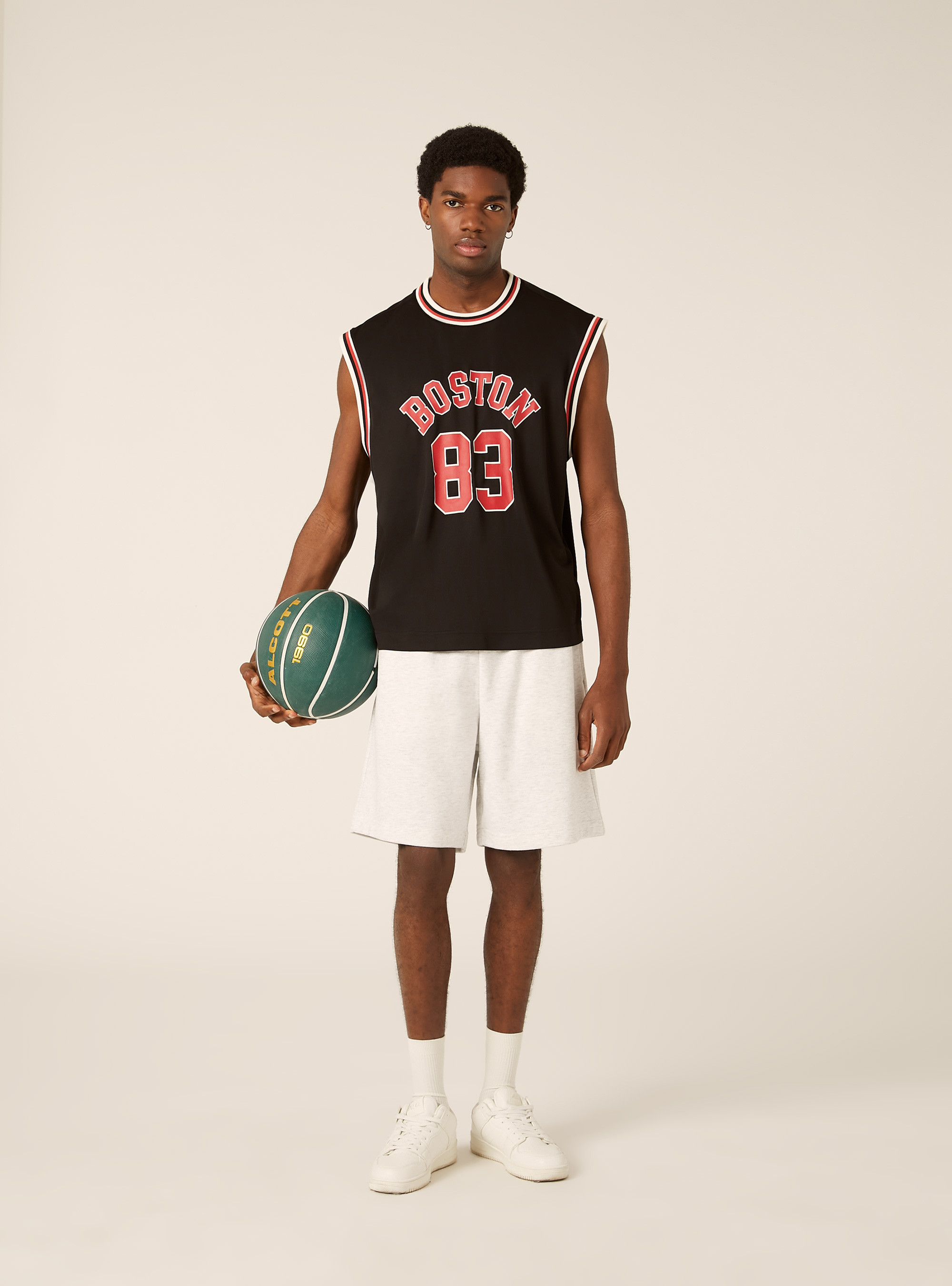 Boxy Fit Tanktop mit Varsity-Print, BK1 BLACK