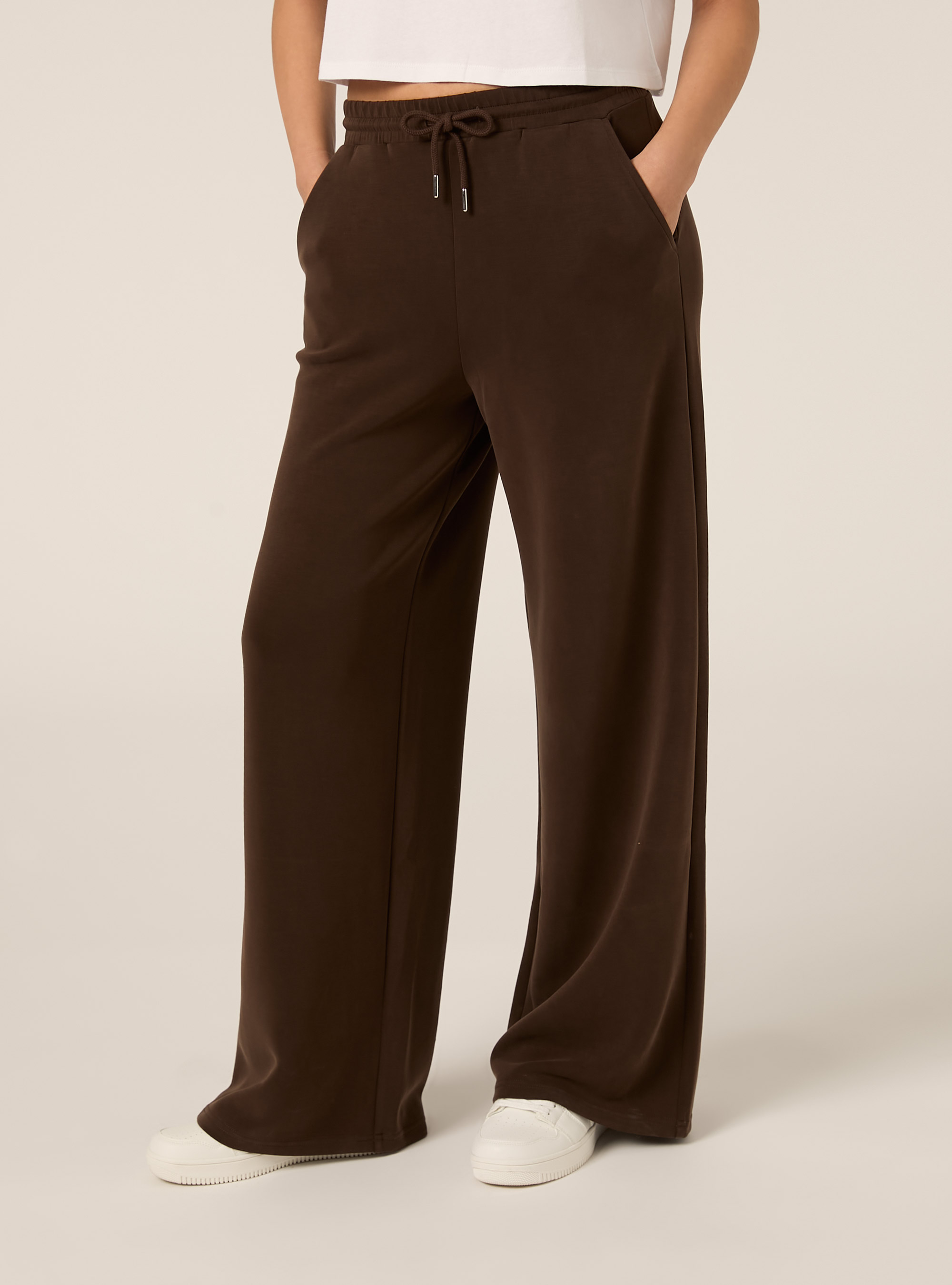 Pantalon jogging large &agrave; toucher doux, BR2 BROWN MEDIUM