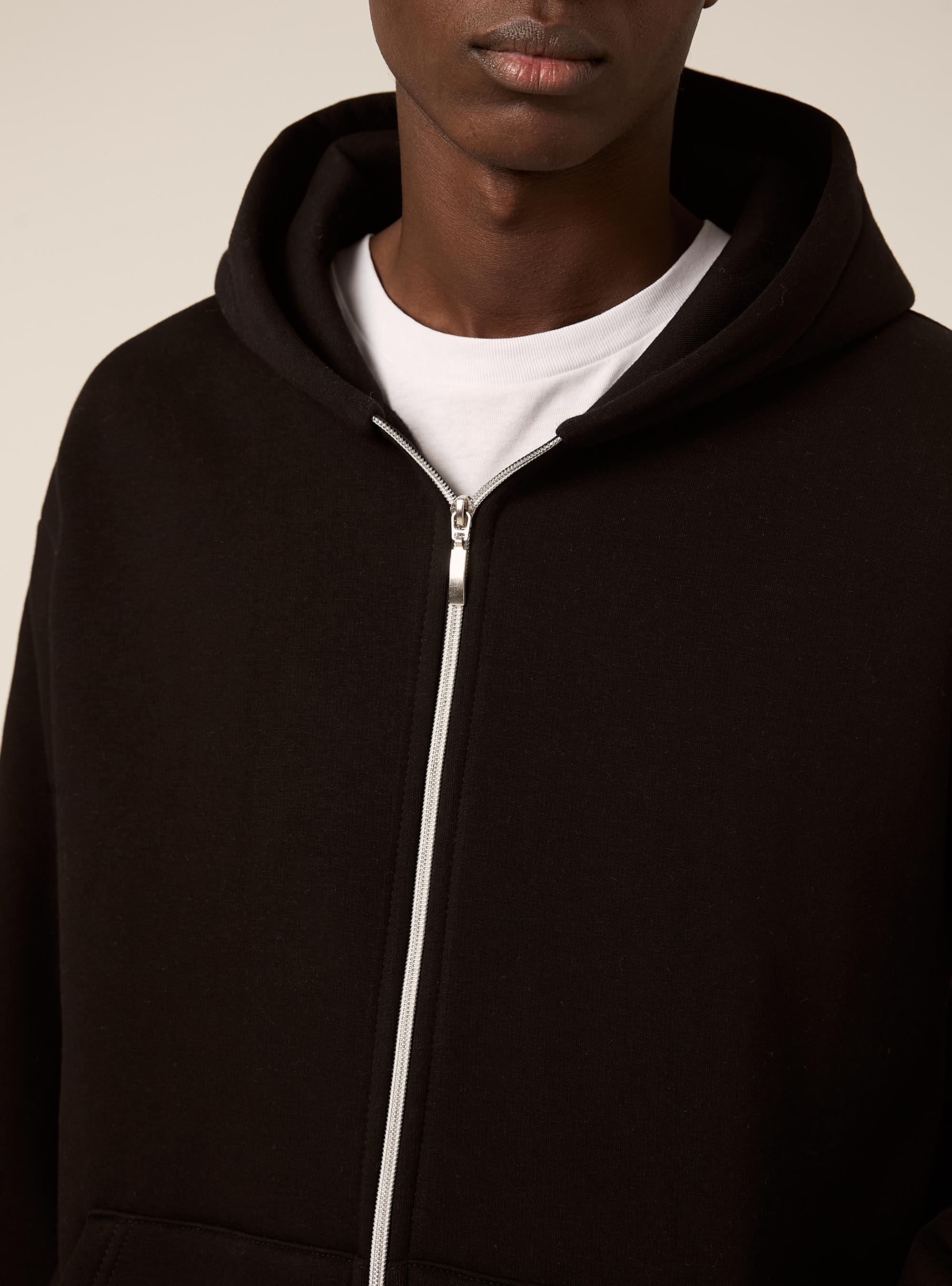 Sweat &agrave; capuche zipp&eacute; coupe boxy, BK1 BLACK