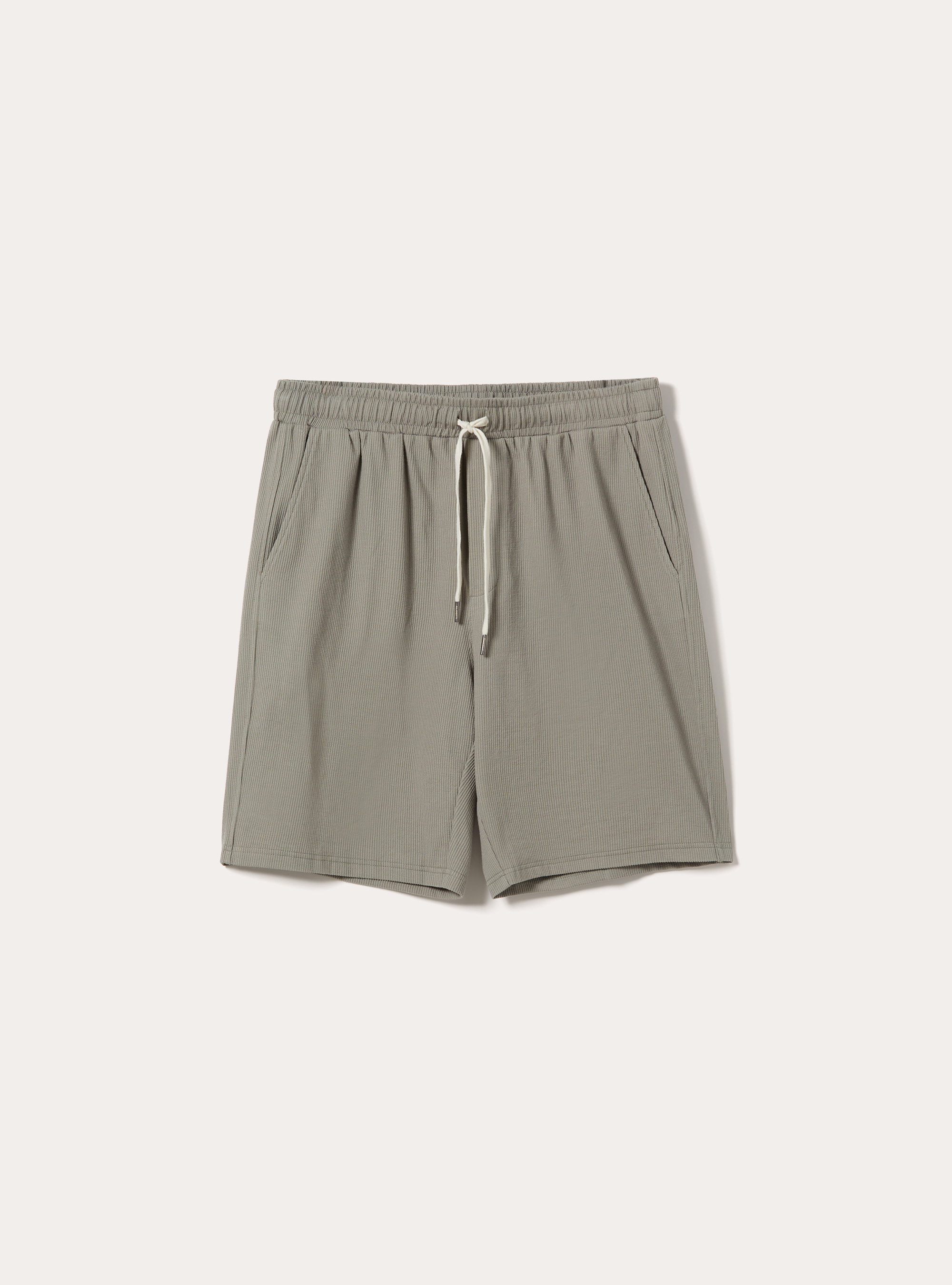 Strukturierte Strick-Bermudas mit Kordelzug, SG3 SAGE LIGHT