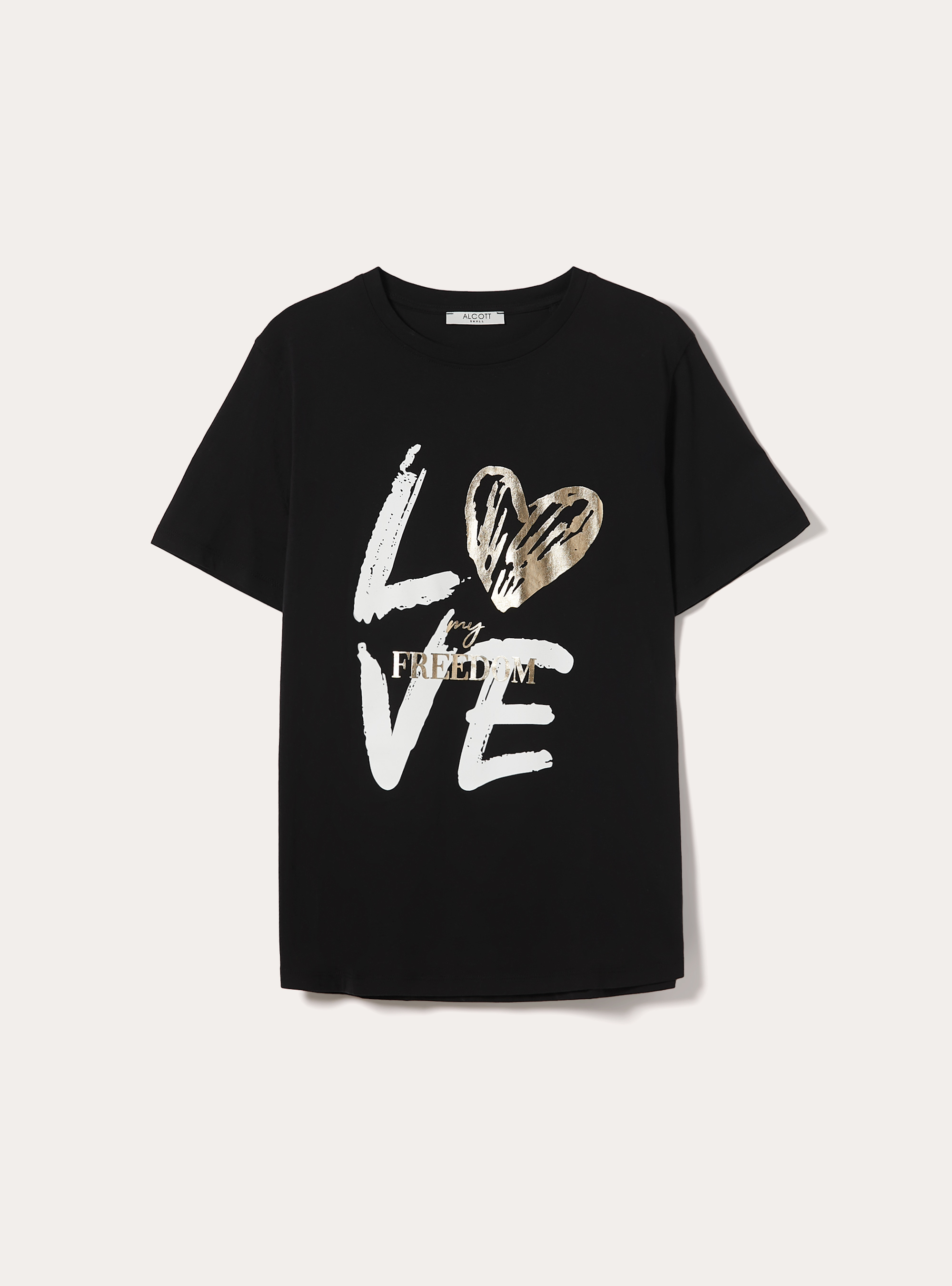 Camiseta con estampado metalizado, BK1 BLACK