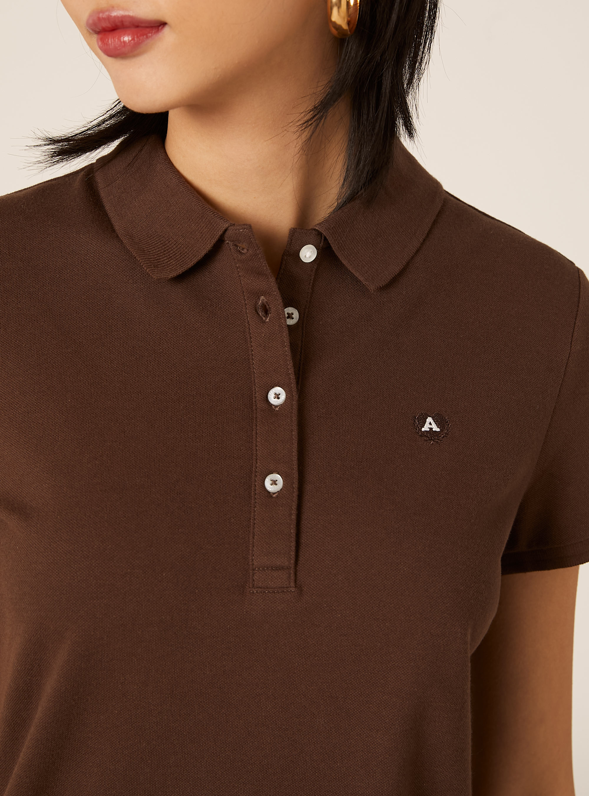 Slim Fit Polo Shirt with Embroidered Logo, BR2 BROWN MEDIUM