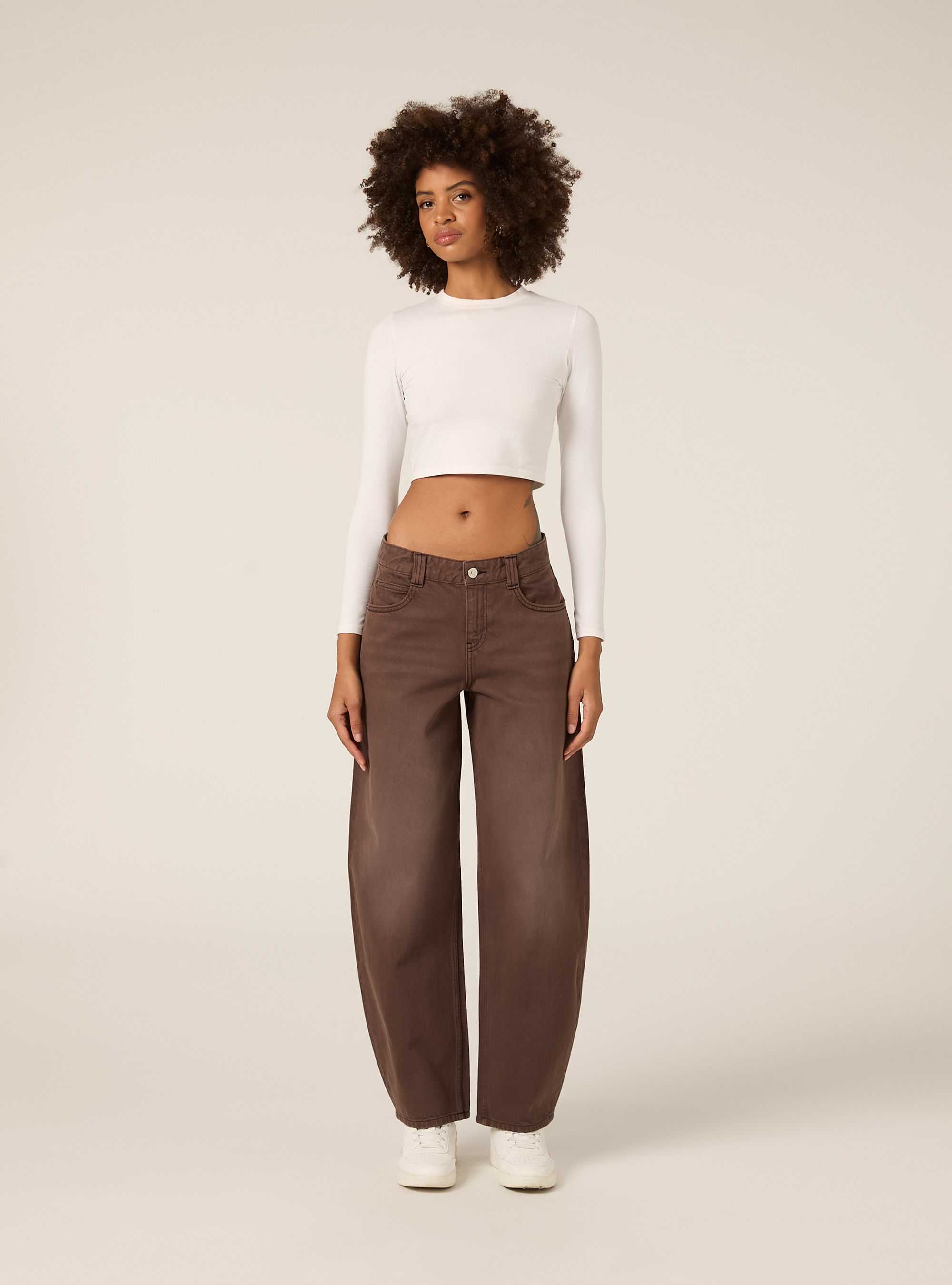 Balloon fit pants, BR2 BROWN MEDIUM